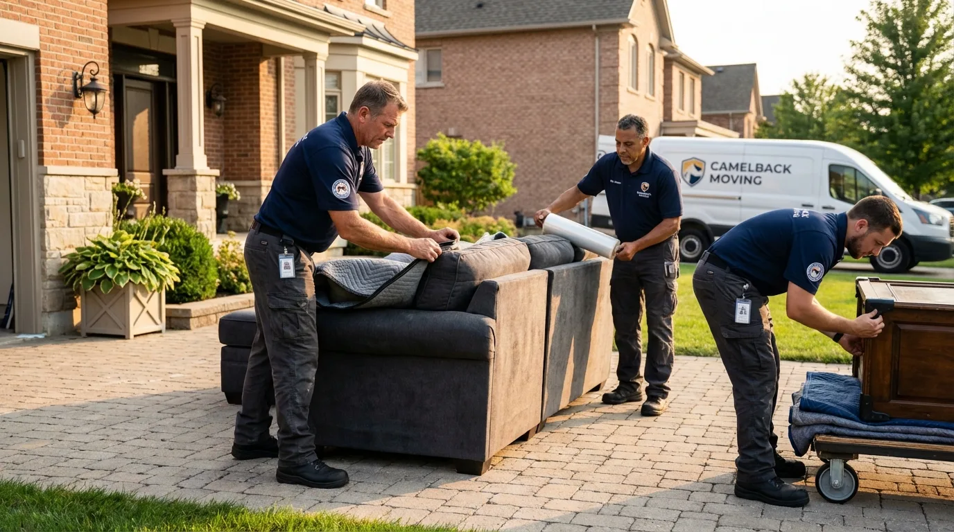 Large estate moving crew wrapping furniture in Belle Plaine, KS