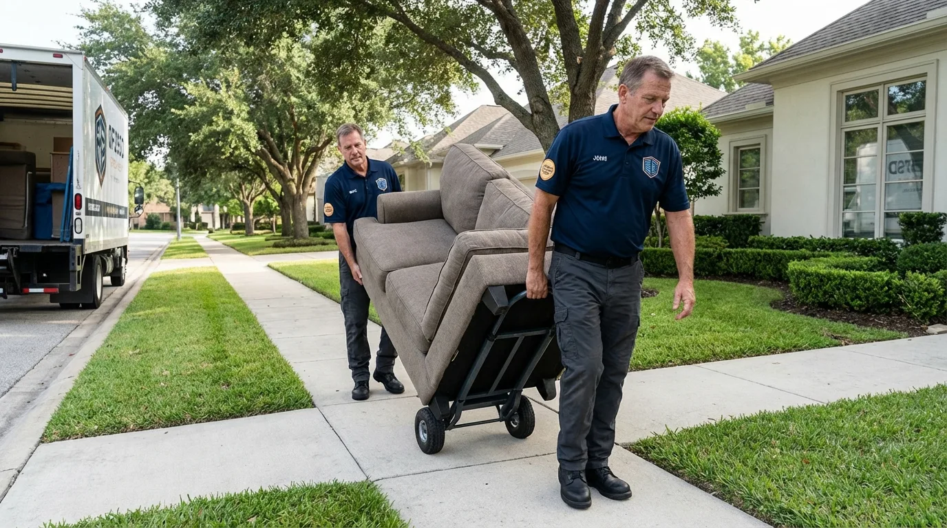Local residential moving crew loading furniture in Belle Plaine, KS